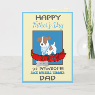 Jack Russell Terrier Dog Puppy Cute Painting Birthday Dad Fathers Day Card 