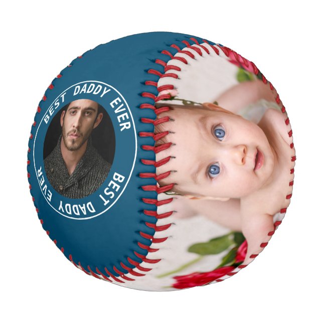 Fathers Day Personalized One Of A Kind Photo Baseball (Angled)
