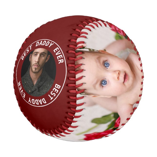 Fathers Day Personalized One Of A Kind Photo Baseball (Angled)