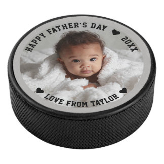 Fathers Day Personalized Photo And Text Hockey Puck