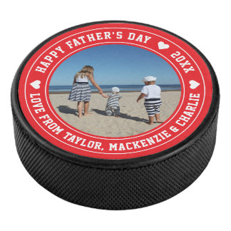 Fathers Day Personalized Photo And Text Hockey Puck