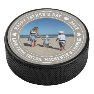 Fathers Day Personalized Photo And Text Hockey Puck