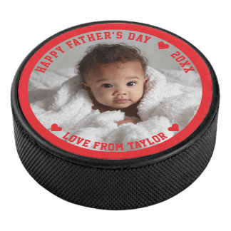 Fathers Day Personalized Photo And Text Hockey Puck