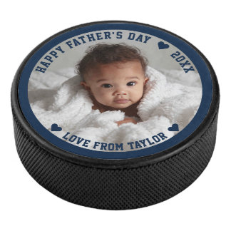 Fathers Day Personalized Photo And Text Hockey Puck