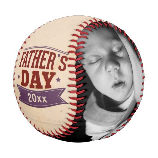 Fathers Day Personalized Photo Custom Baseball | Zazzle