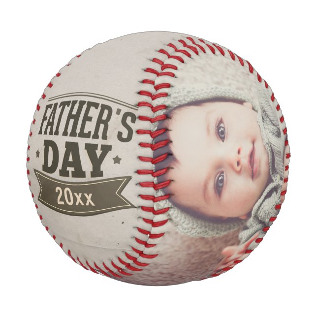 Fathers Day Personalized Photo Custom (green) Baseball (Angled)