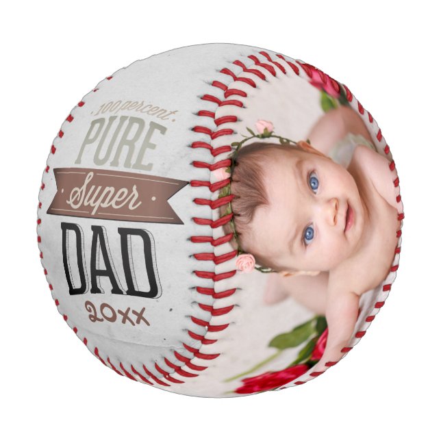 Fathers Day Personalized Pure Super Dad Baseball (Angled)