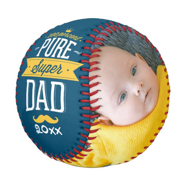Fathers Day Personalized Pure Super Dad Baseball (Angled)