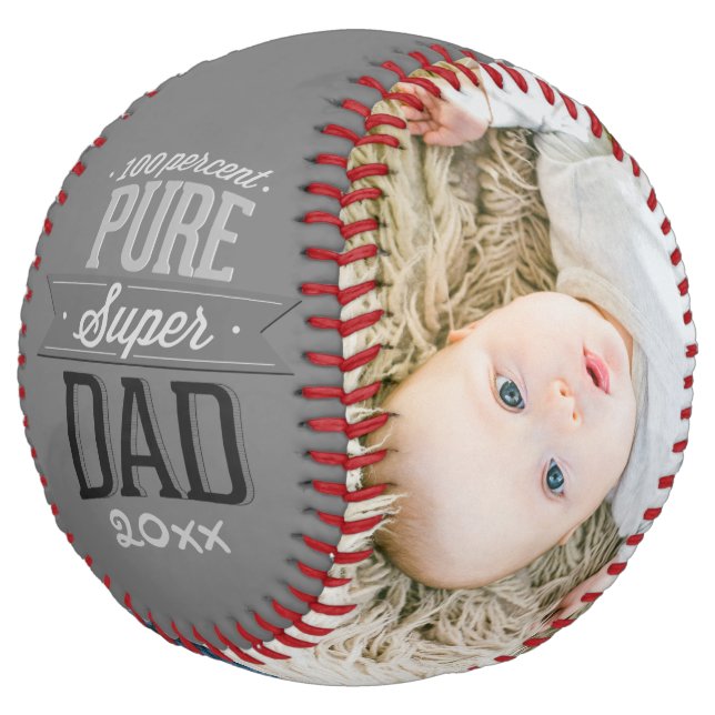 Fathers Day Personalized Pure Super Dad Softball (Angled)