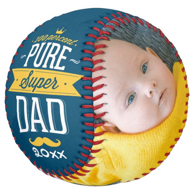 Fathers Day Personalized Pure Super Dad Softball (Angled)