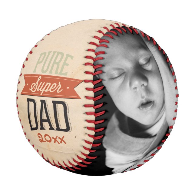 Fathers Day Personalized Super Dad Baseball (Angled)