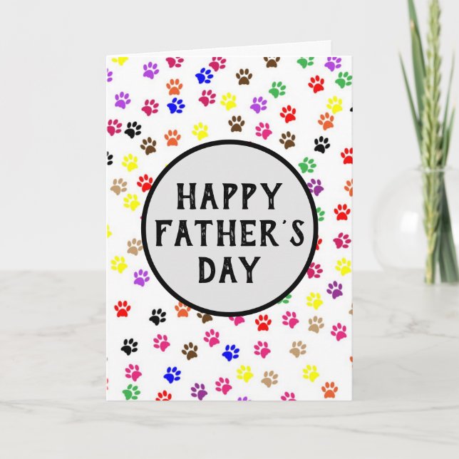 Father's Day Pet Dad Paw Prints Card (Front)