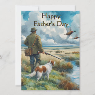 Father's Day Pheasant Hunter Flat Holiday Card