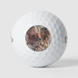Fathers Day Photo Best Dad in the World Year Golf Balls