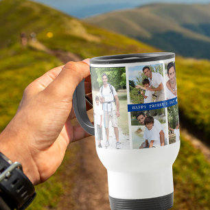 Father's Day Photo Collage 6 Photos and Year Travel Mug