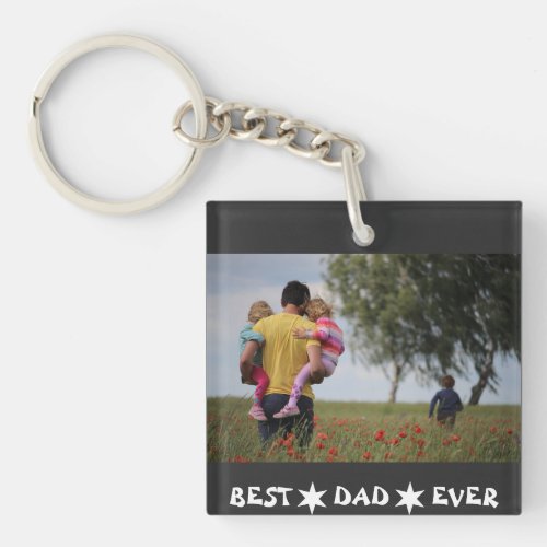 Fathers Day Photo Collage Best Dad Ever Funny  Keychain