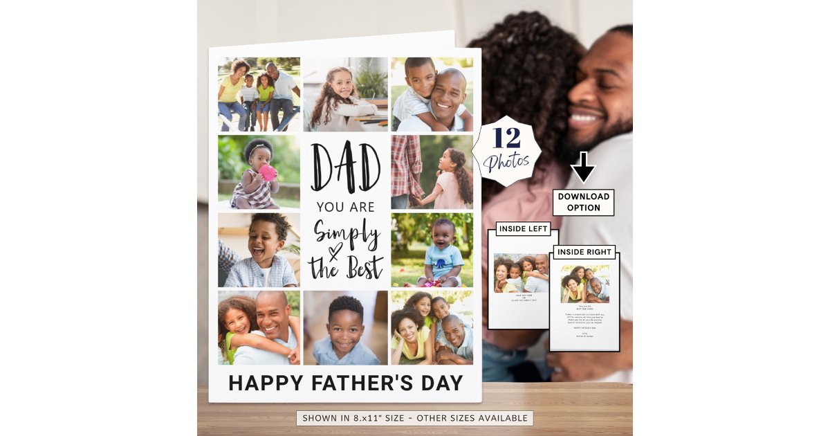 Father's Day Photo Collage BIG Personalized Card | Zazzle