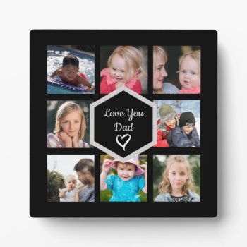 Father's Day Photo Collage Black Plaque by pinkladybugs at Zazzle
