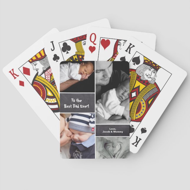 Father's Day, Photo Collage Collage, Chalkboard Poker Cards (Back)