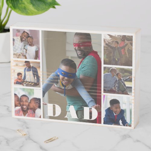 Fathers Day Photo Collage Dad Wooden Box Sign