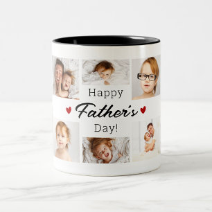 Father's Day Photo Collage Two-Tone Coffee Mug