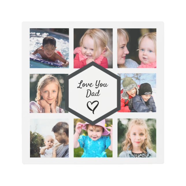 Father's Day Photo Collage White Metal Wall Art (Front)