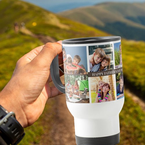  Fathers Day Photo Collage with 8 Photos and Year Travel Mug