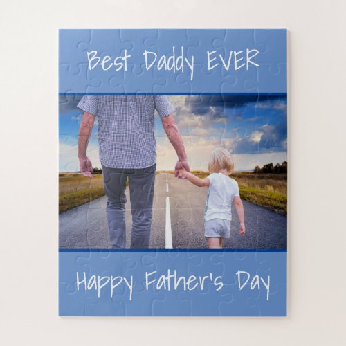 Fathers Day Photo Custom Text Best Daddy Ever Jigsaw Puzzle