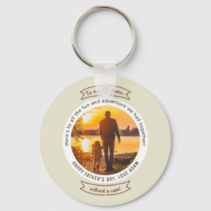 Fathers Day Photo Funny Superhero Quote Minimalist Keychain