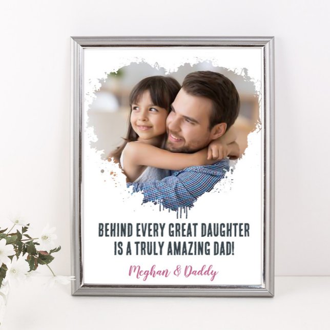 Father's Day Photo Gift from Daughter Heart Poster (Creator Uploaded)