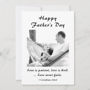 Father's Day Photo Love Christian Bible Verse Flat Holiday Card