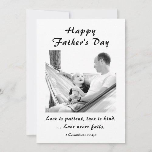 Fathers Day Photo Love Christian Bible Verse Flat Holiday Card