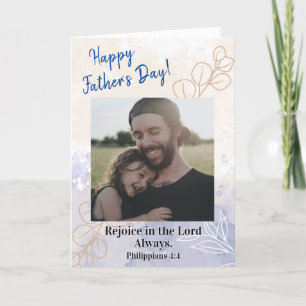 Father's Day Photo Rejoice Bible Verse Christian Holiday Card