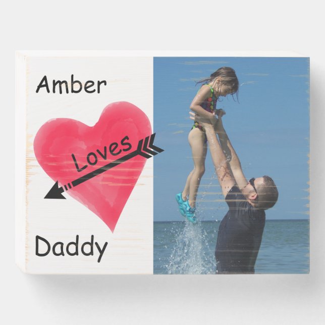 Father's Day Photo Wood Box Sign (Front Horizontal)
