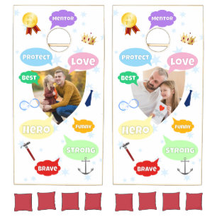 Fathers Day Photo Word Clouds Best Dad Father Cornhole Set