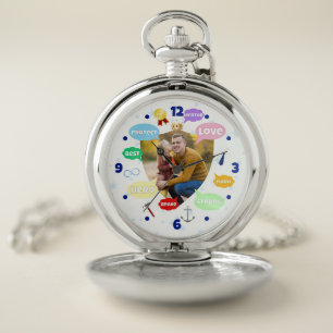 Fathers Day Photo Word Clouds Best Dad Father Pocket Watch