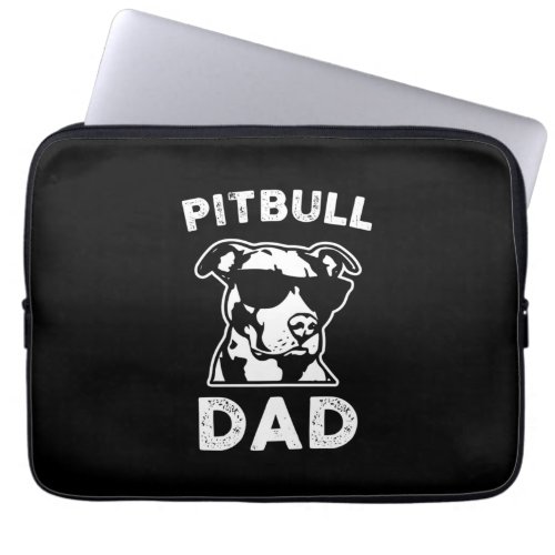 Fathers Day Pitbull Dad Laptop Sleeve
