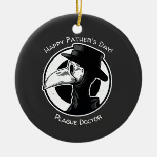 Father's Day Plague Doctor Bird Mask B/W Steampunk Ceramic Ornament