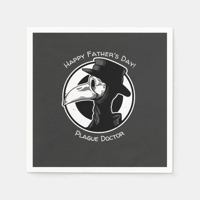 Father's Day Plague Doctor Bird Mask B/W Steampunk Napkins (Front)