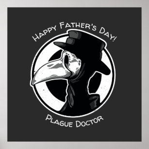 Father's Day Plague Doctor Bird Mask B/W Steampunk Poster