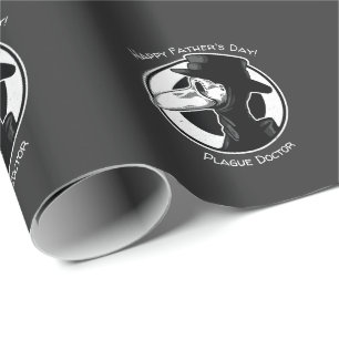 Father's Day Plague Doctor Bird Mask B/W Steampunk Wrapping Paper