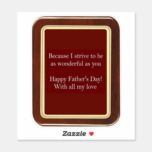 Fathers Day Plaque 2 Sticker