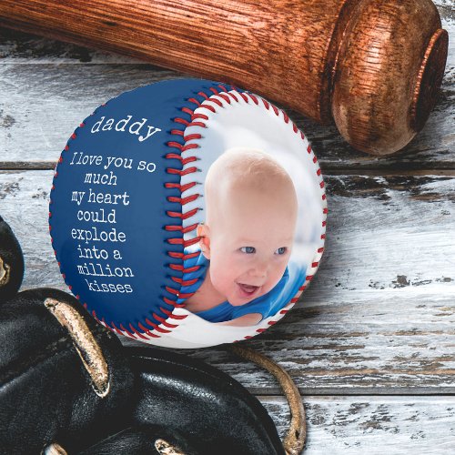 Fathers Day Poem and 2 Custom Photos Blue and Grey Baseball