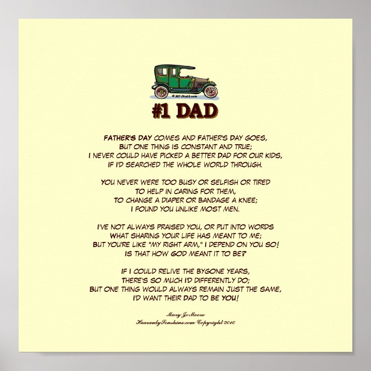 Father's Day Poem from Wife Poster | Zazzle
