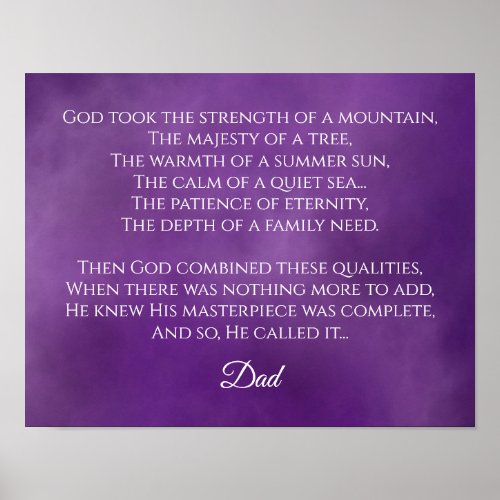 Fathers Day Poem Gift for Dad Poster