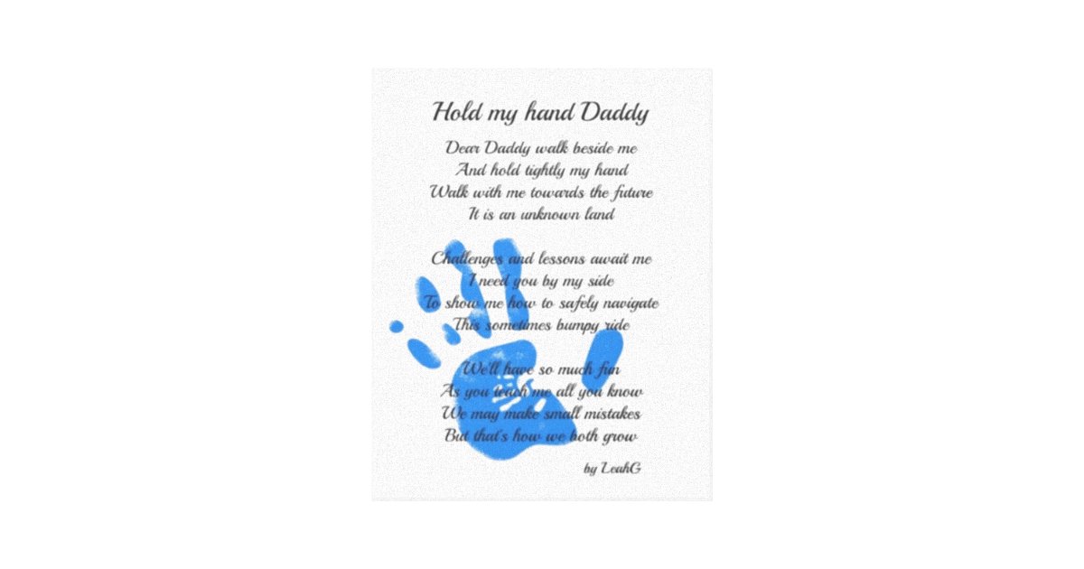 fathers day poem hold my hand handprint dad gift canvas print