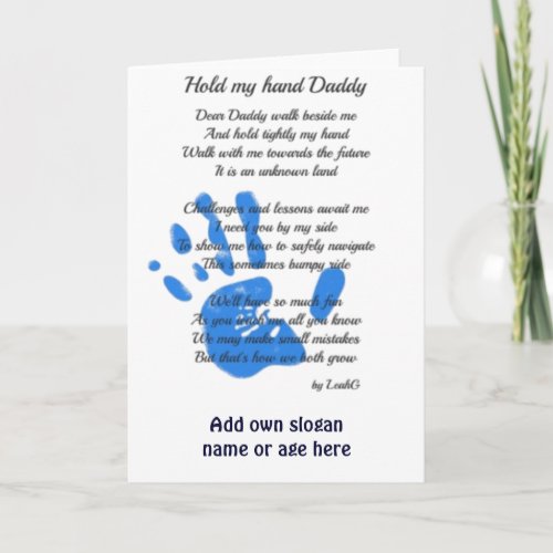 Fathers Day Poem _ Hold My Hand Handprint Dad Gift Card