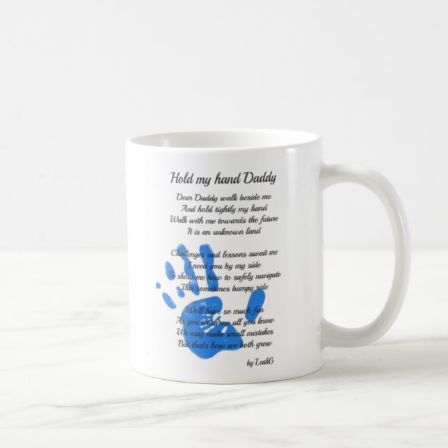 Fathers Day Poem - Hold My Hand Handprint Dad Gift Coffee Mug (Right)