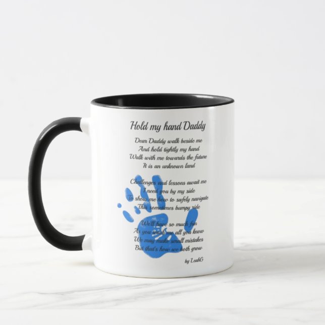 Fathers Day Poem - Hold My Hand Handprint Dad Gift Mug (Left)