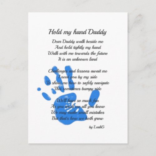 Fathers Day Poem _ Hold My Hand Handprint Dad Gift Postcard
